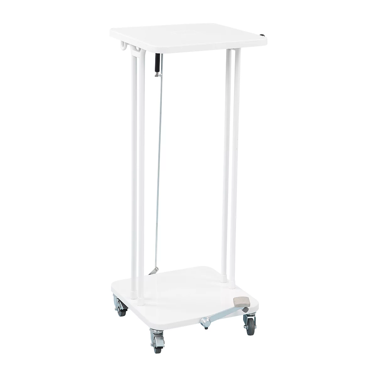 Support mobile Saekko Boy pour sac poubelle de 60 litres, avec couvercle et avec pédale, blanc