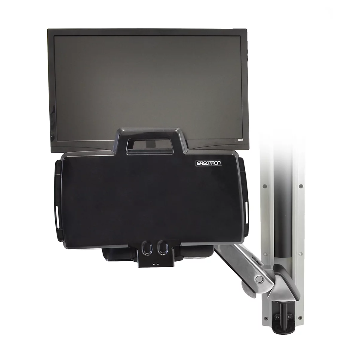 Support mural pour écran Ergotron StyleView assis-debout Combo 45-266-026, plateau pour clavier inclus, poste de travail assis-debout, jusqu'à 13,2 kg, réglable en hauteur, VESA, aluminium