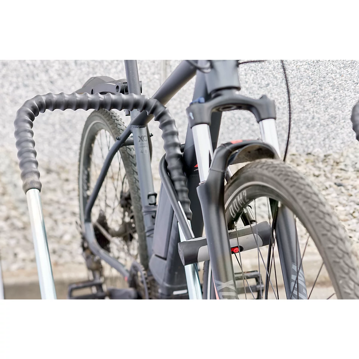 Support pour 2 vélos Mottez - module de base - acier galvanisé - arceau avec caoutchouc - l. 670 x P 590 x H 740 mm