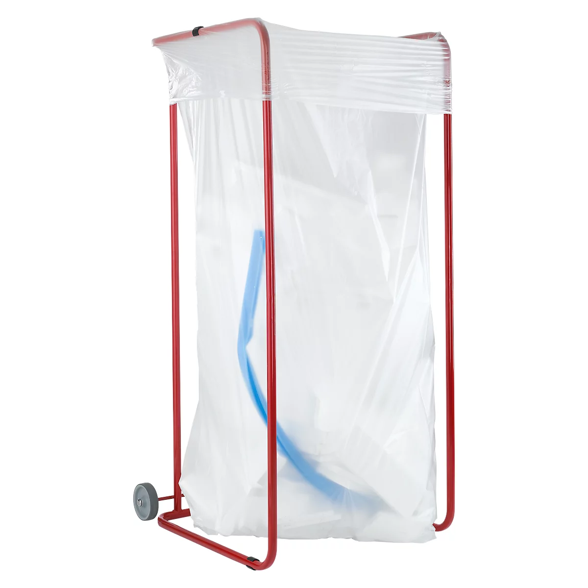 Support pour grands sacs poubelles, 800 litres, l. 770 x P 720 x H 1615 mm, avec roulettes, rouge