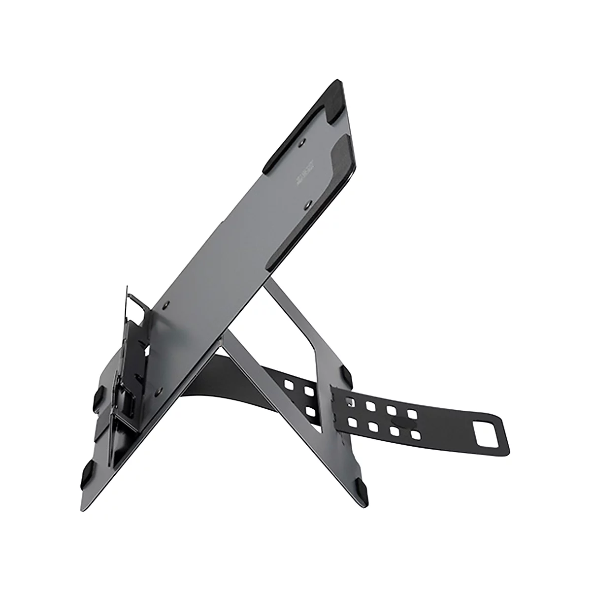 Support pour ordinateur portable Bakker Elkhuizen FlexTop 170, pour ordinateurs portables &amp; tablettes jusqu'à 16', ergonomique, L 206 x P 277 x H 6,5 mm, aluminium, gris foncé mat