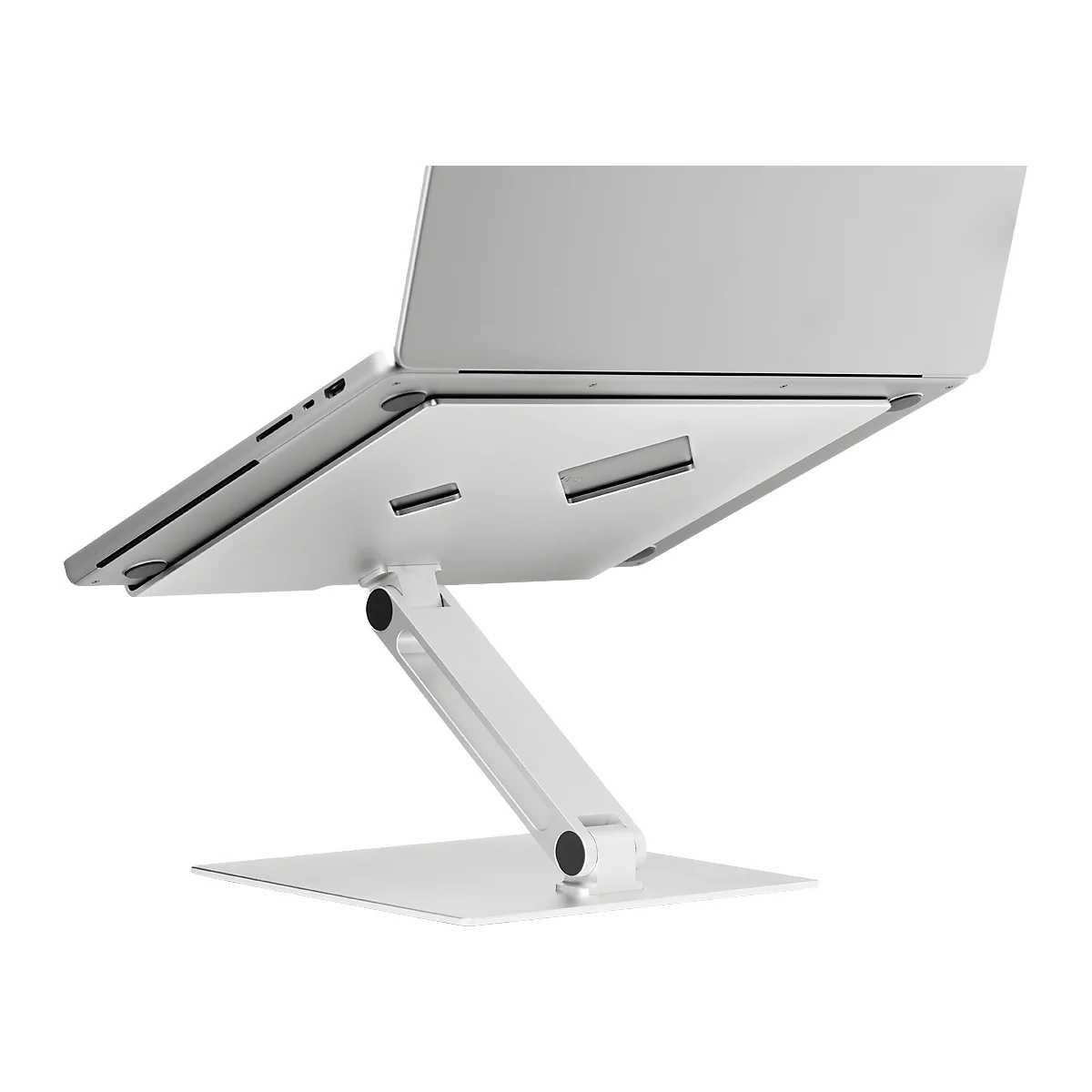 Support pour ordinateur portable Durable Stand Rise, pour ordinateurs portables jusqu'à 17', supports en caoutchouc, réglage manuel, avec poignée encastrée, aluminium