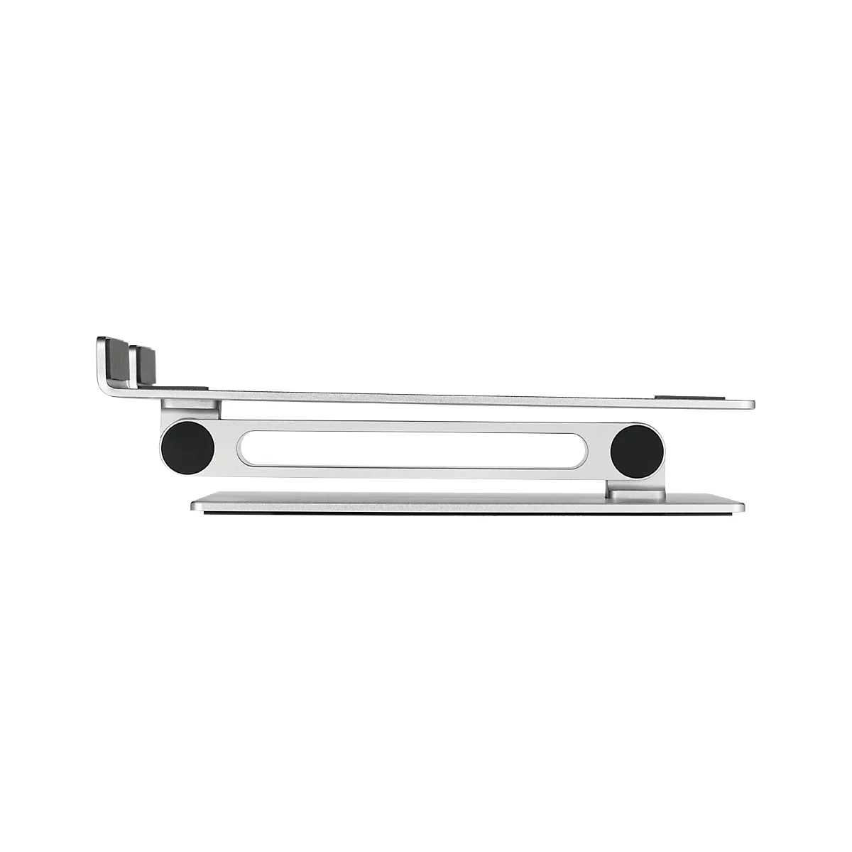 Support pour ordinateur portable Durable Stand Rise, pour ordinateurs portables jusqu'à 17', supports en caoutchouc, réglage manuel, avec poignée encastrée, aluminium