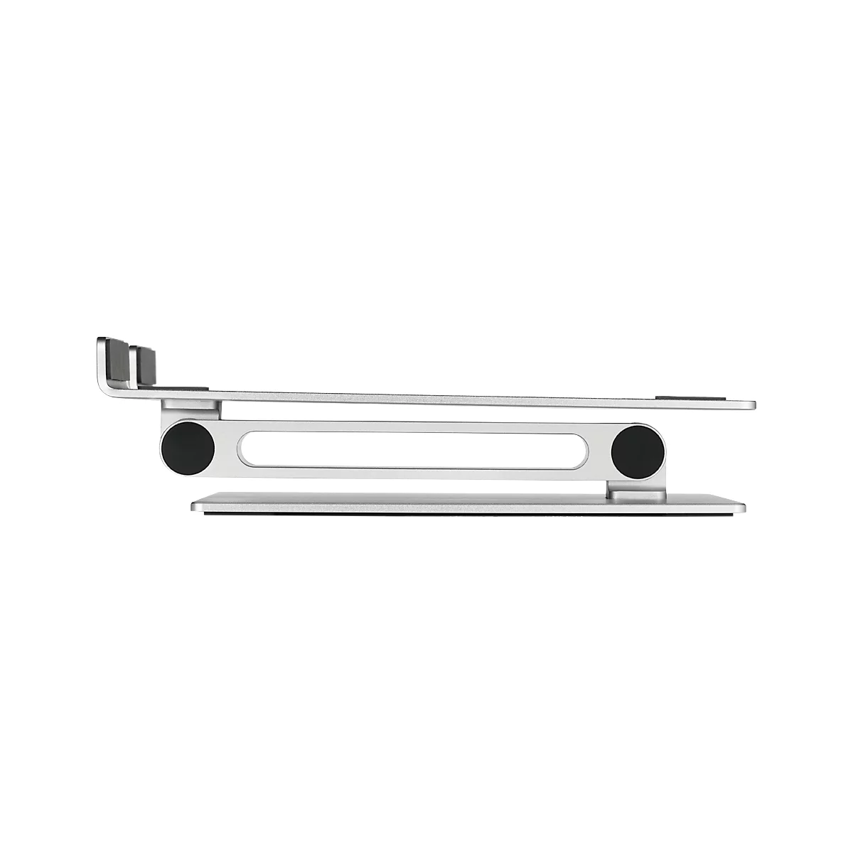 Support pour ordinateur portable Durable Stand Rise, pour ordinateurs portables jusqu'à 17', supports en caoutchouc, réglage manuel, avec poignée encastrée, aluminium