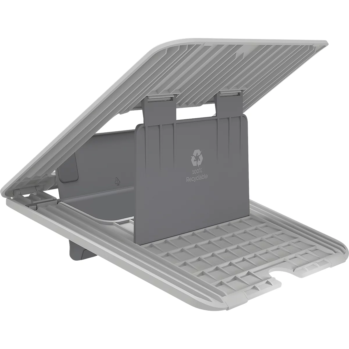 Support pour ordinateur portable Fellowes Breyta™, pour 1 ordinateur portable jusqu'à 15' &amp; jusqu'à 5 kg, réglable en hauteur, pliable, L 235 x P 268 x H 14 mm, 100 % plastique recyclé, blanc
