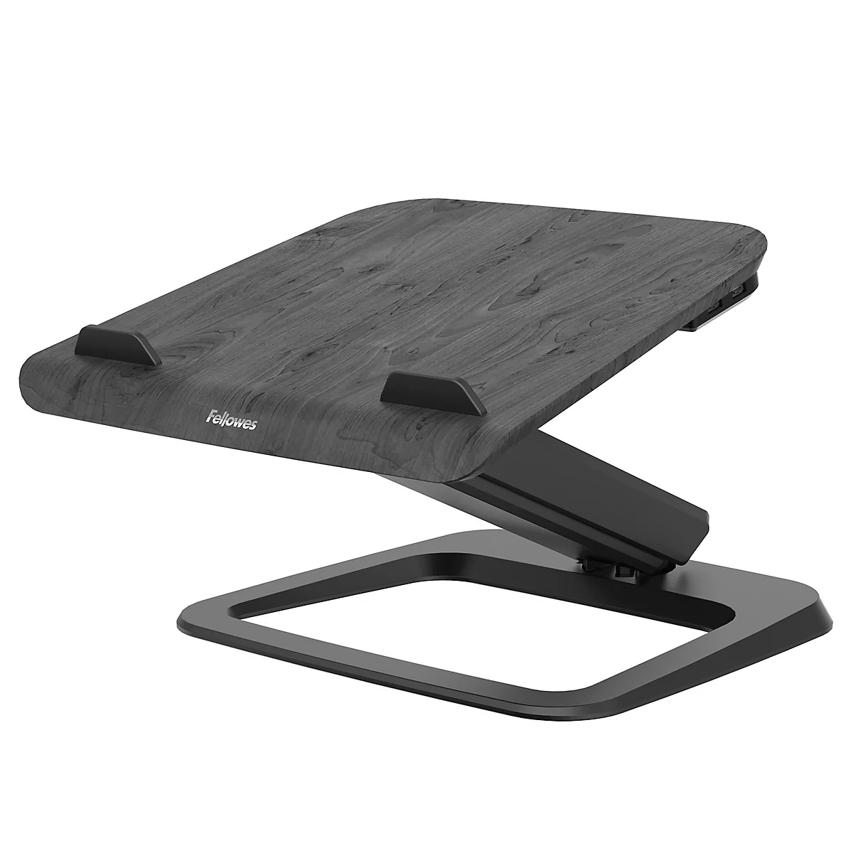 Support pour ordinateur portable Fellowes Hana™, jusqu'à 17 pouces et 4,5 kg, réglable en angle et en hauteur, orientable à 90°, ports USB, noir