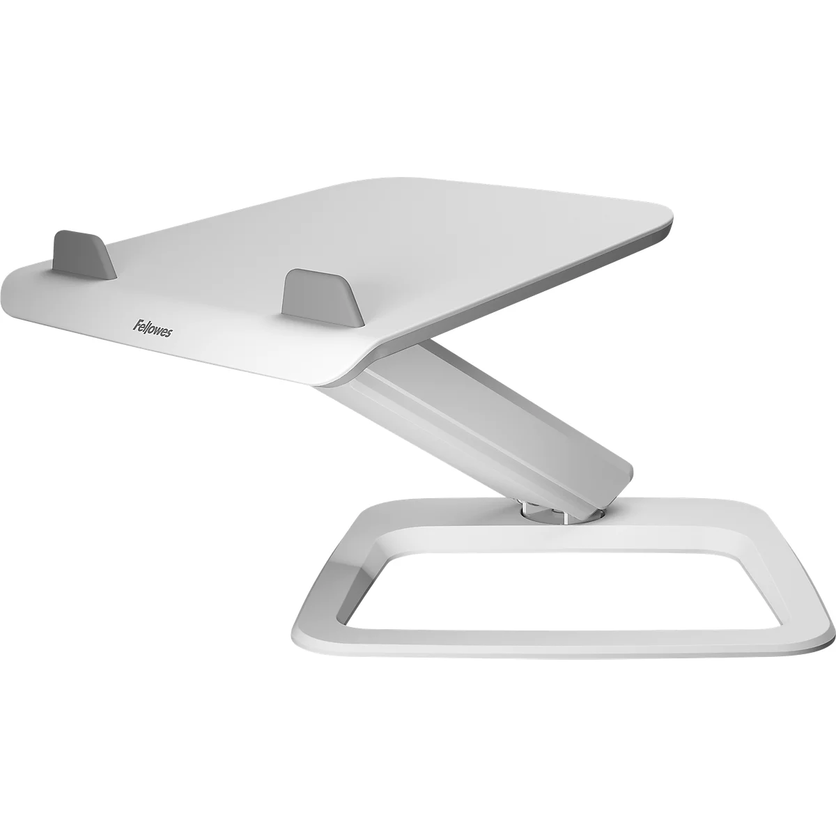 Support pour ordinateur portable Fellowes Hana™ LT, pour 1 ordinateur portable jusqu'à 19" &amp; jusqu'à 4,5 kg, réglable en hauteur/rotatif, gestion des câbles, L 342 x P 396 x H 102 mm, blanc
