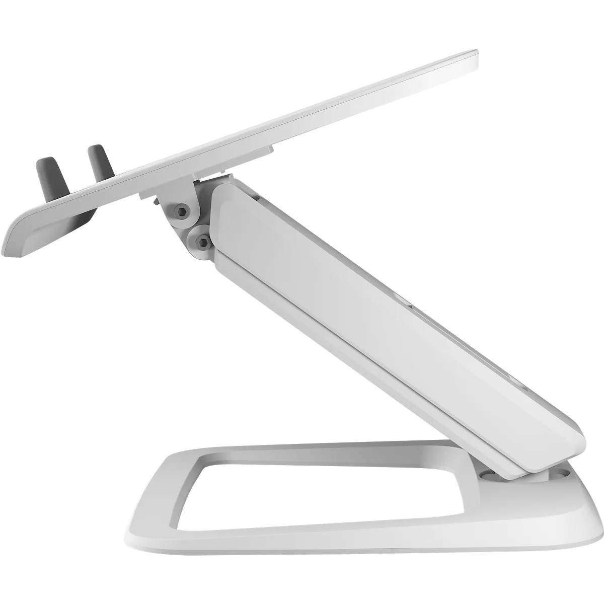 Support pour ordinateur portable Fellowes Hana™ LT, pour 1 ordinateur portable jusqu'à 19" &amp; jusqu'à 4,5 kg, réglable en hauteur/rotatif, gestion des câbles, L 342 x P 396 x H 102 mm, blanc