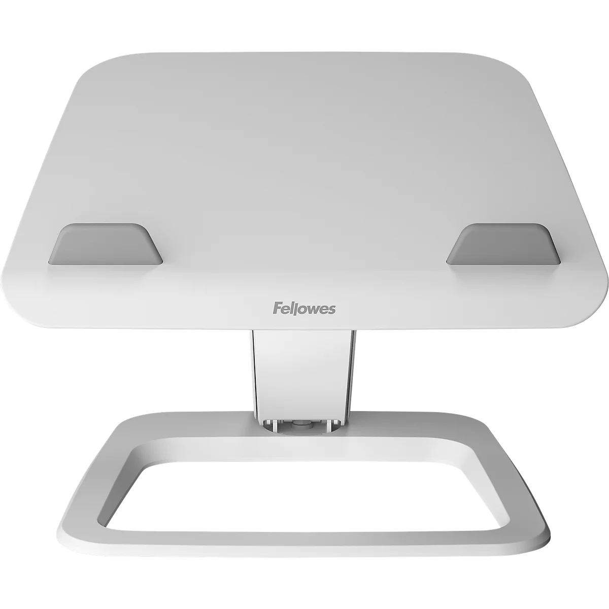 Support pour ordinateur portable Fellowes Hana™ LT, pour 1 ordinateur portable jusqu'à 19" &amp; jusqu'à 4,5 kg, réglable en hauteur/rotatif, gestion des câbles, L 342 x P 396 x H 102 mm, blanc