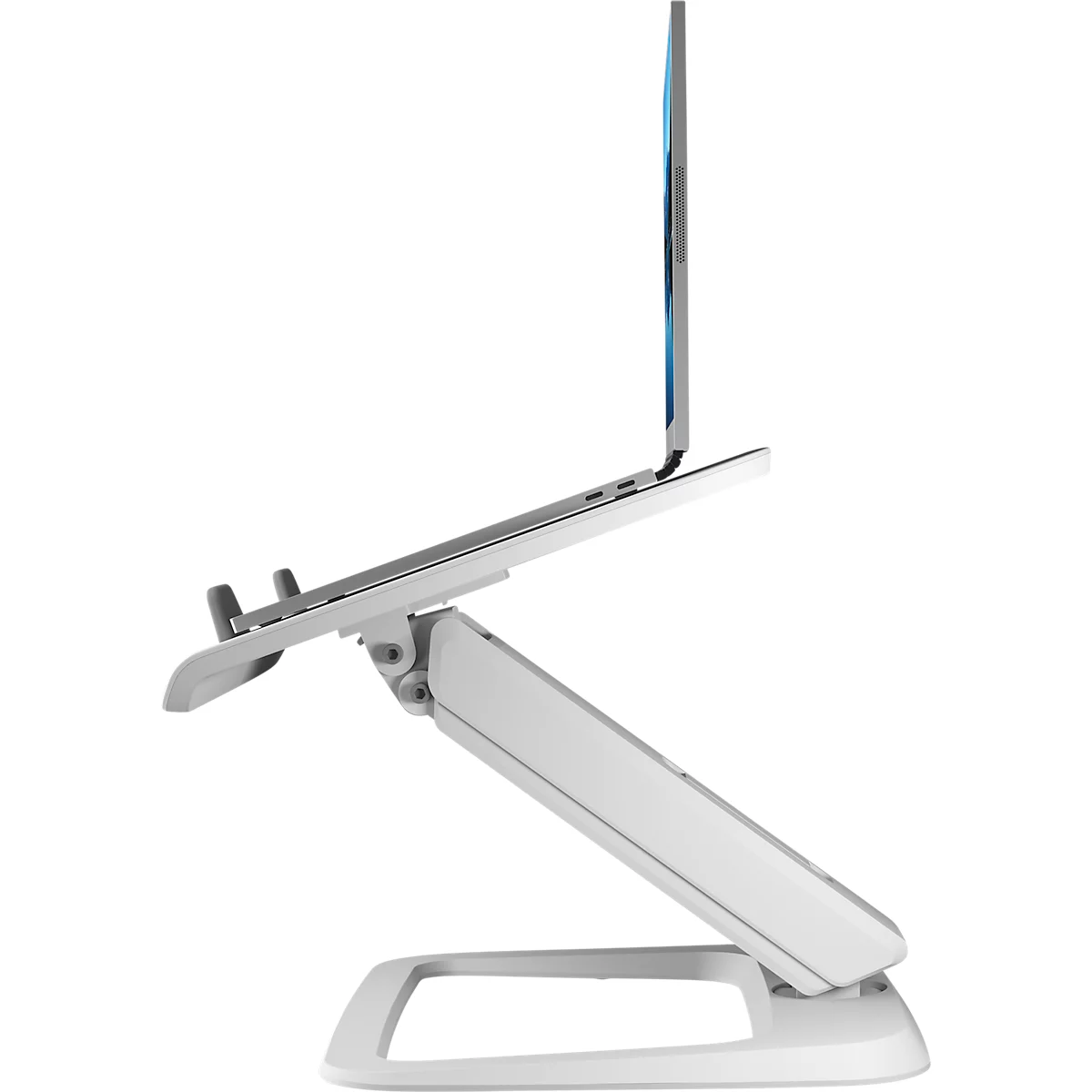 Support pour ordinateur portable Fellowes Hana™ LT, pour 1 ordinateur portable jusqu'à 19" &amp; jusqu'à 4,5 kg, réglable en hauteur/rotatif, gestion des câbles, L 342 x P 396 x H 102 mm, blanc