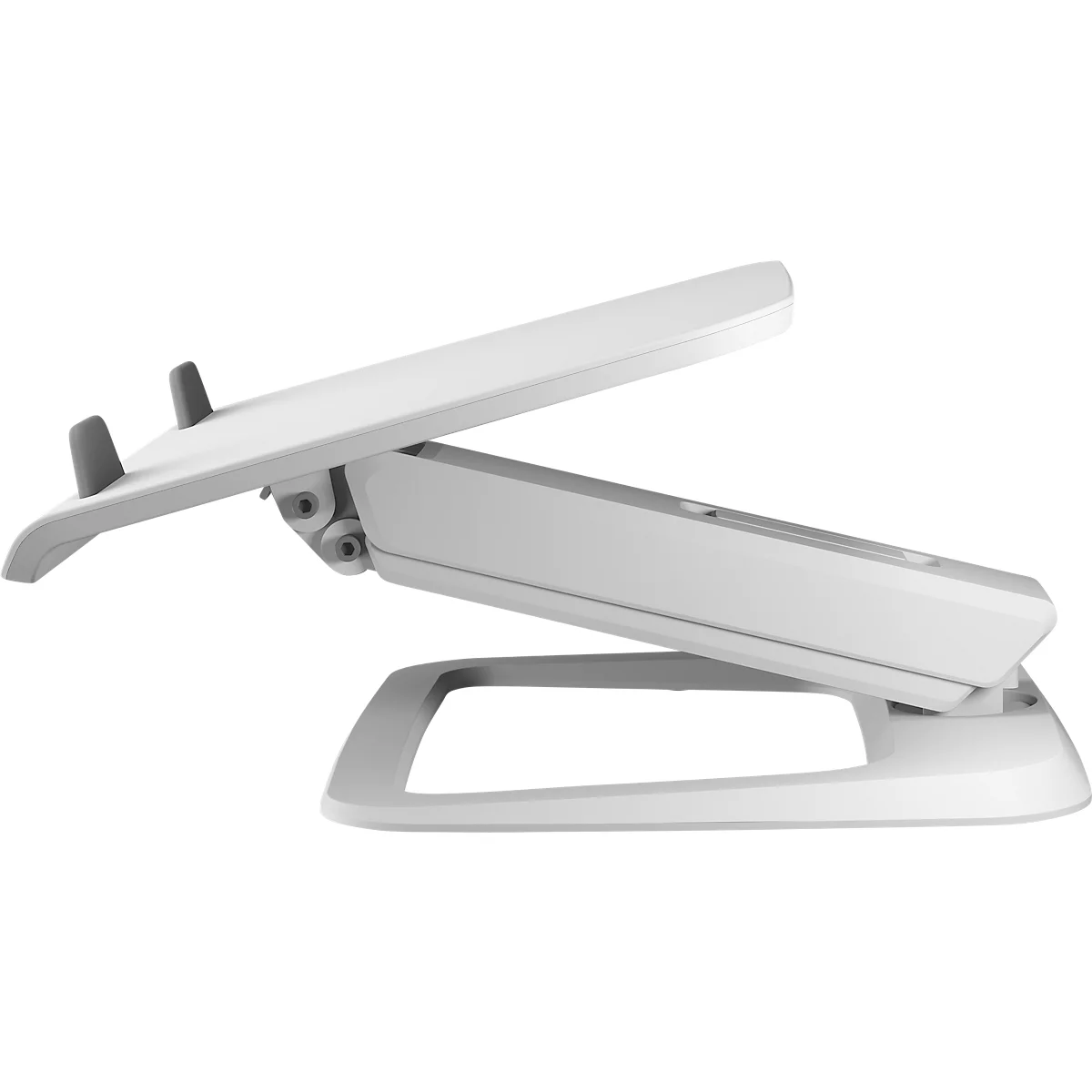 Support pour ordinateur portable Fellowes Hana™ LT, pour 1 ordinateur portable jusqu'à 19" &amp; jusqu'à 4,5 kg, réglable en hauteur/rotatif, gestion des câbles, L 342 x P 396 x H 102 mm, blanc