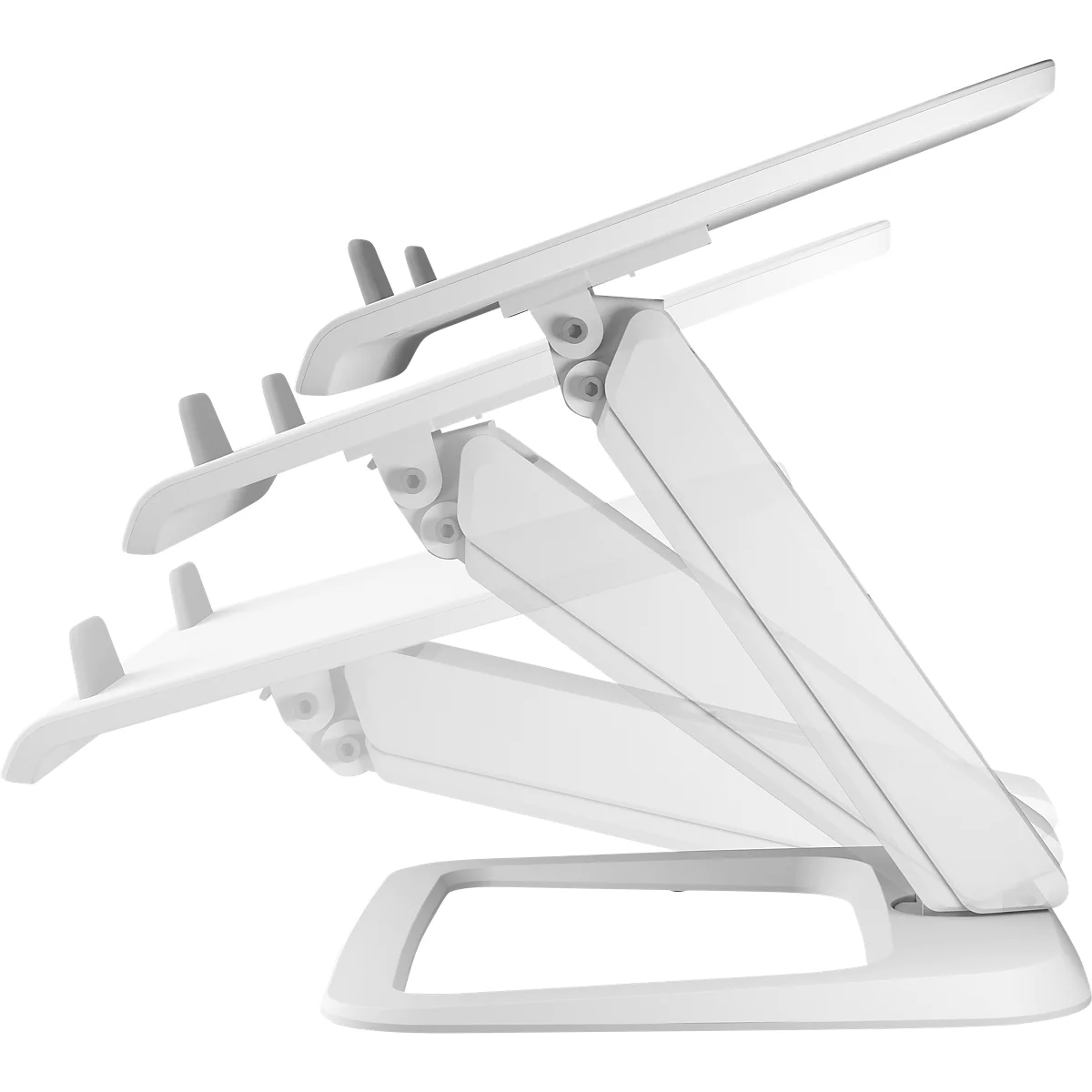 Support pour ordinateur portable Fellowes Hana™ LT, pour 1 ordinateur portable jusqu'à 19" &amp; jusqu'à 4,5 kg, réglable en hauteur/rotatif, gestion des câbles, L 342 x P 396 x H 102 mm, blanc