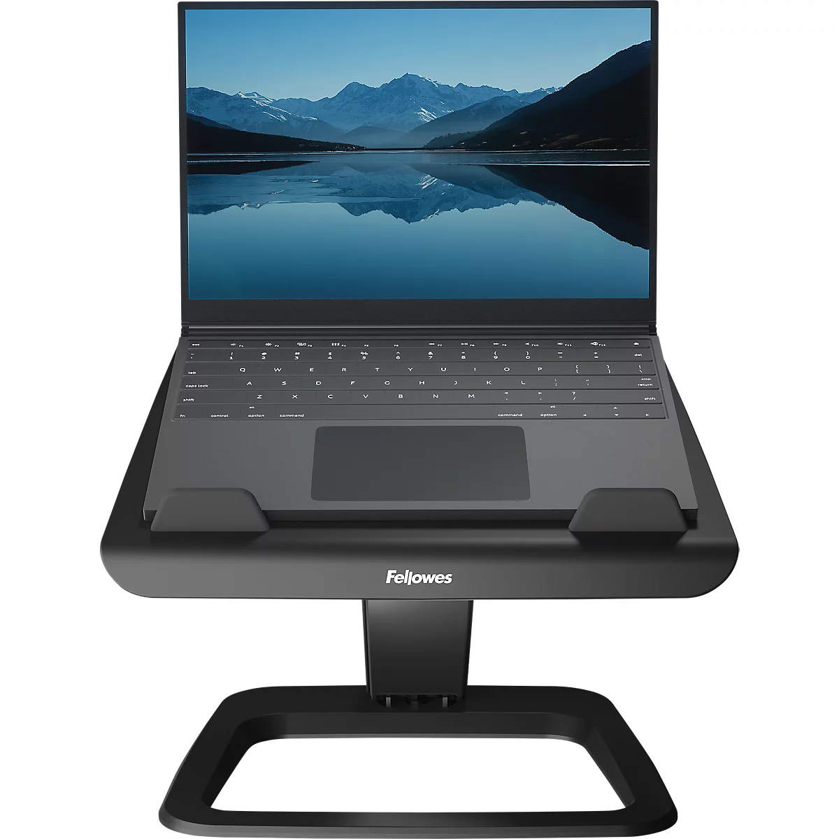 Support pour ordinateur portable Fellowes Hana™ LT, pour 1 ordinateur portable jusqu'à 19' &amp; jusqu'à 4,5 kg, réglable en hauteur/rotatif, gestion des câbles, L 342 x P 396 x H 102 mm, noir