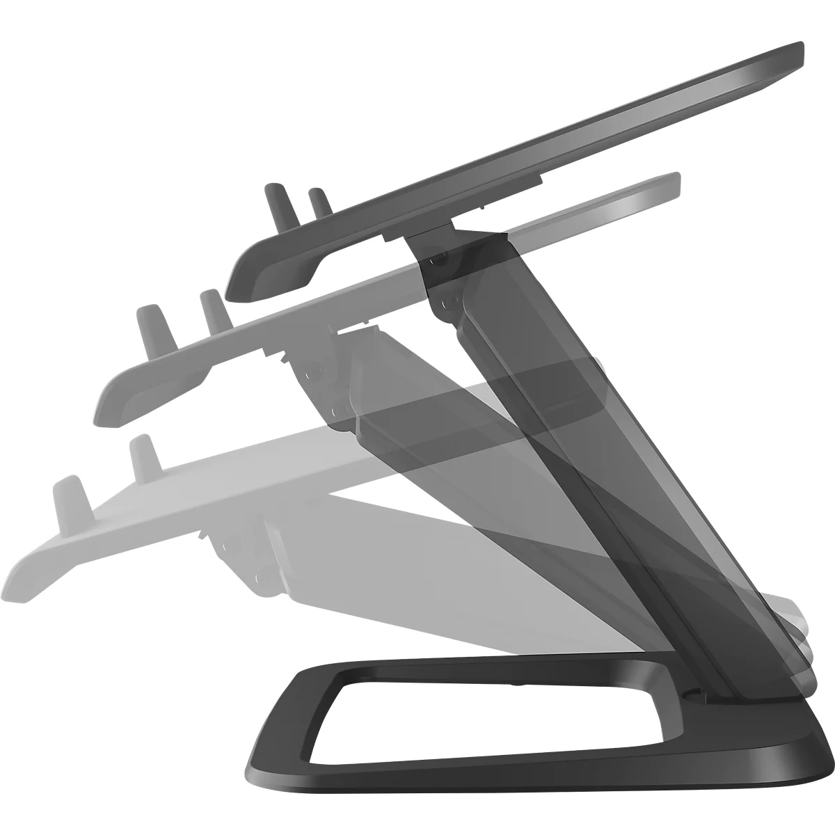 Support pour ordinateur portable Fellowes Hana™ LT, pour 1 ordinateur portable jusqu'à 19' &amp; jusqu'à 4,5 kg, réglable en hauteur/rotatif, gestion des câbles, L 342 x P 396 x H 102 mm, noir