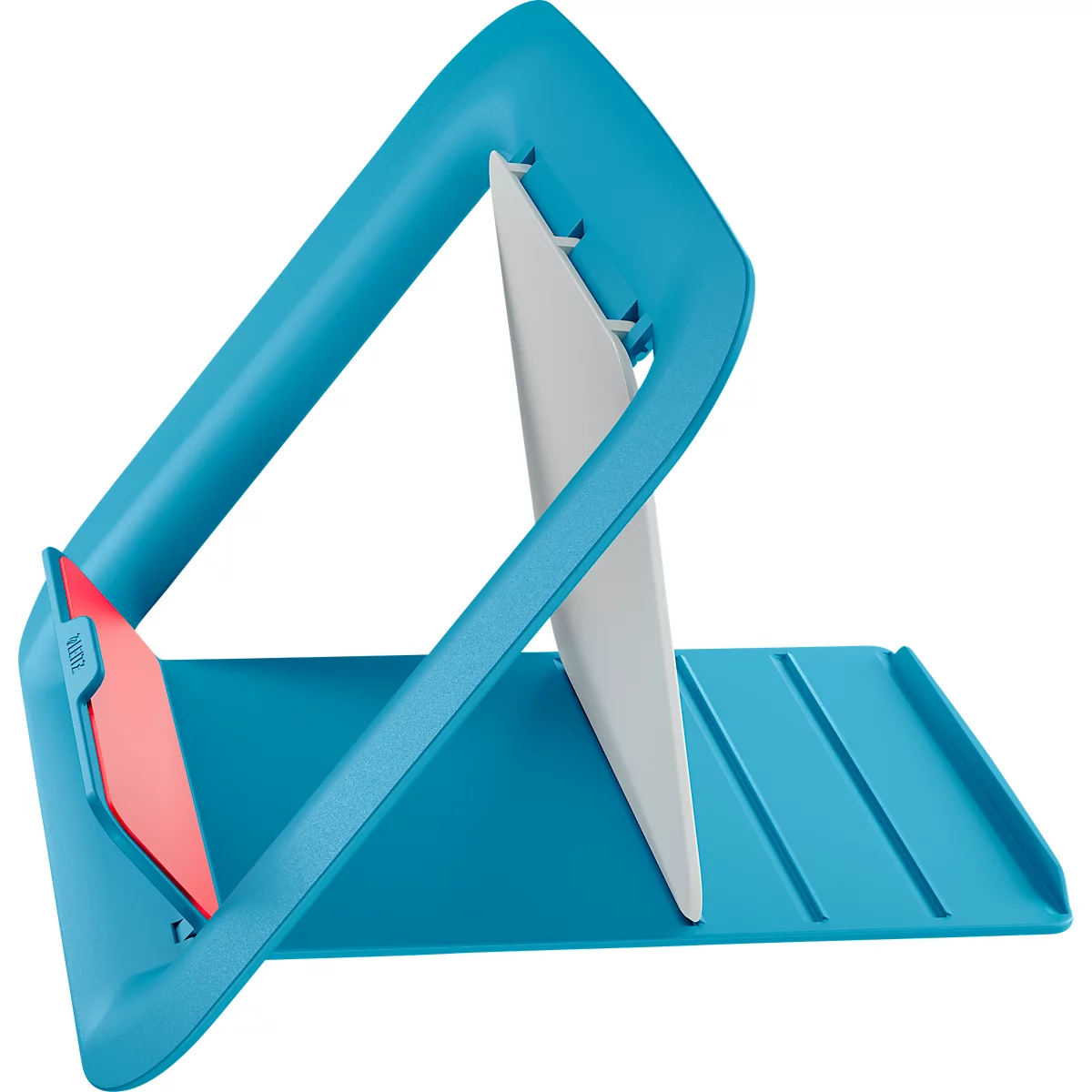 Support pour ordinateur portable Leitz Ergo Cosy, pour ordinateurs portables de 13" à 17", réglable en hauteur, pliable, L 312 x P 247 x H 50 mm, bleu