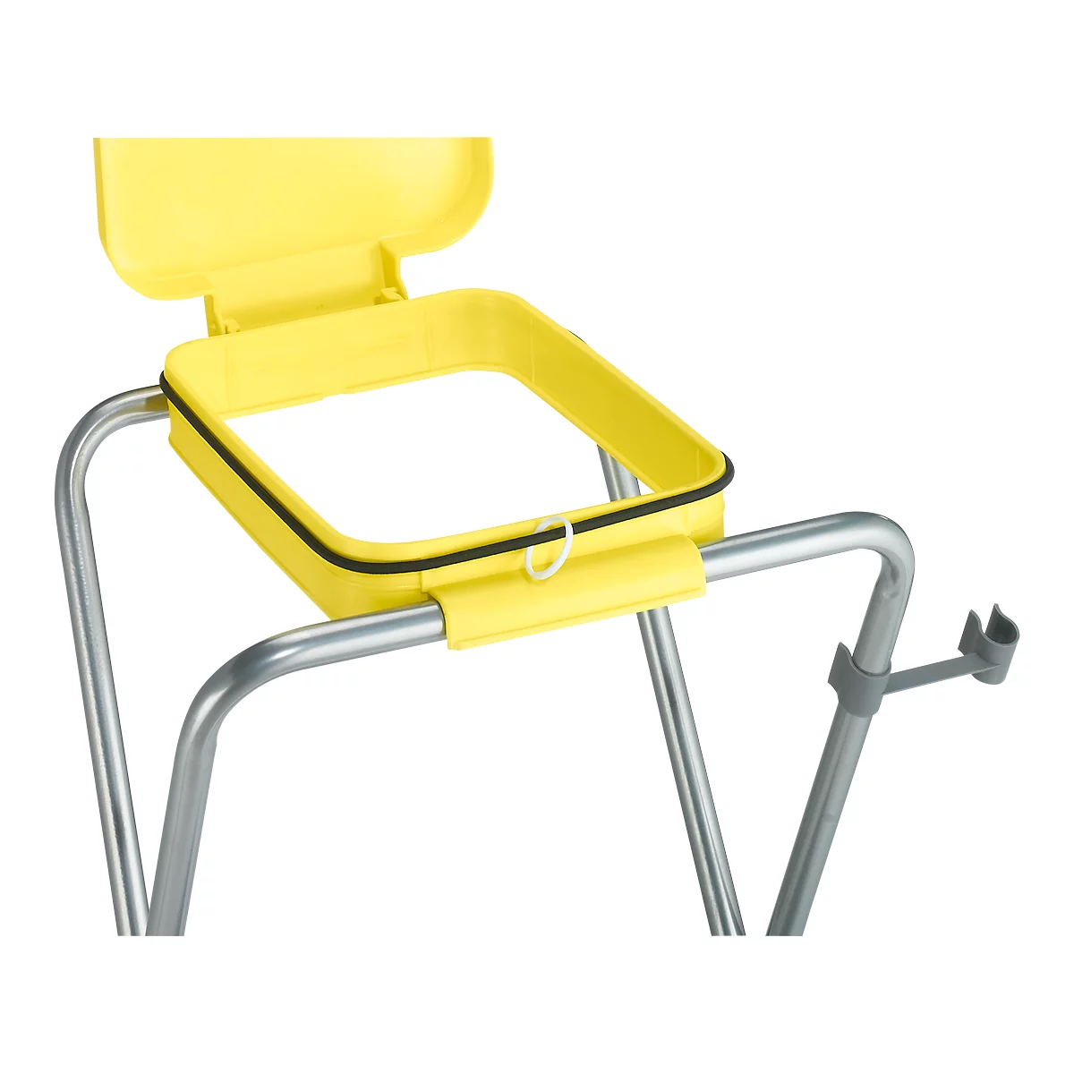 Support pour sac poubelle de 70 litres, avec couvercle jaune 