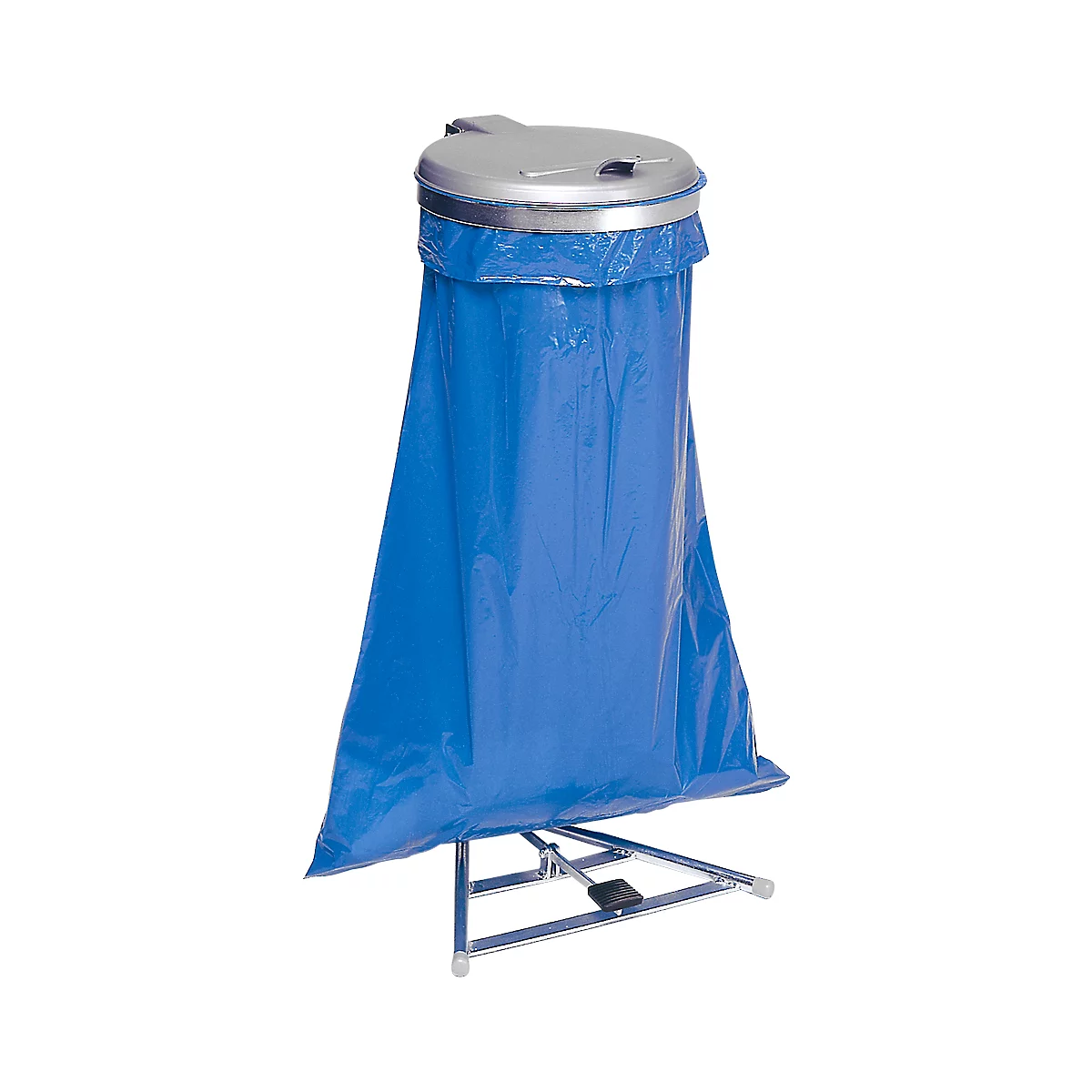 Support pour sacs poubelle de 120 litres, avec couvercle et pédale, galvanisé