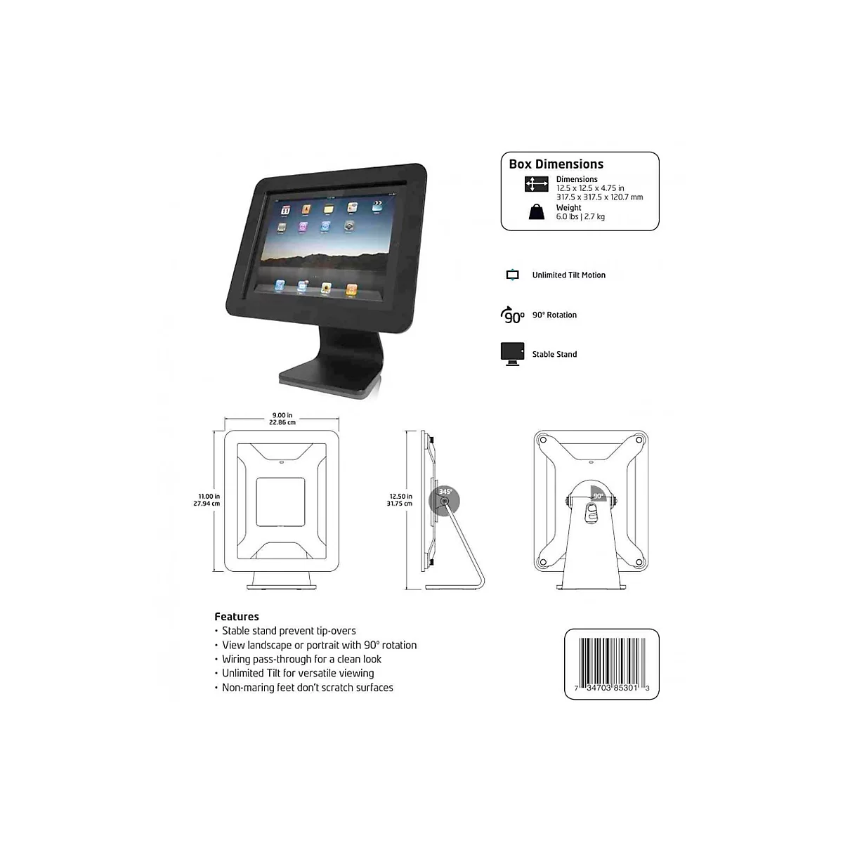 Pied tablette rotatif de table en aluminium - Seul - Maclocks