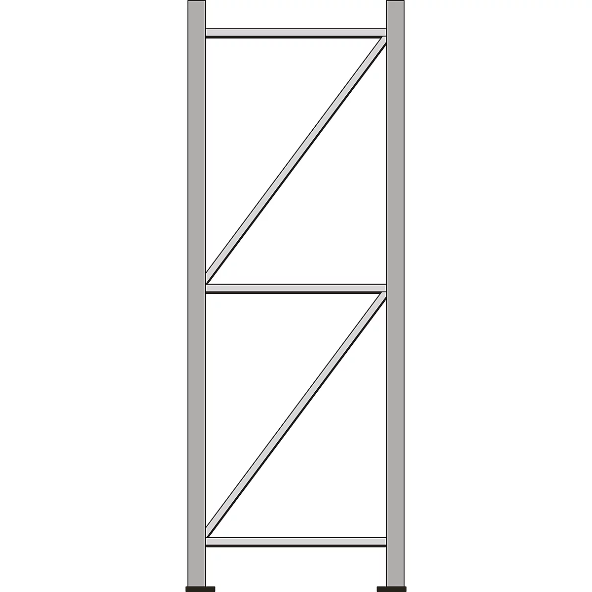 Gray metal frame with vertical supports, diagonal braces, and horizontal crossbars.