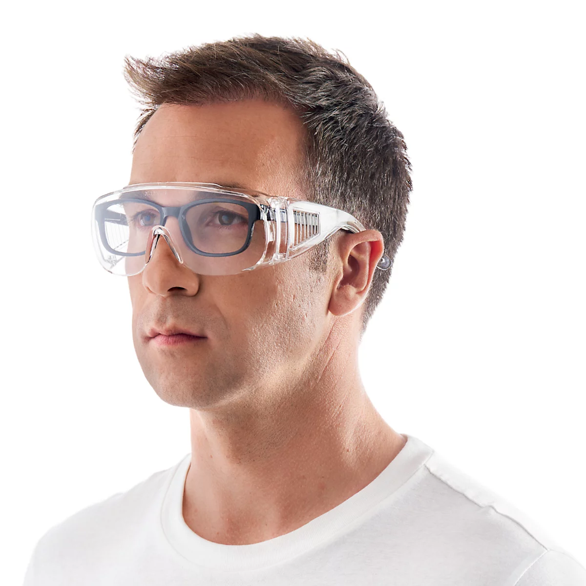Sur-lunettes 3M Visitor, EN 166:2001, résistantes aux UVA/UVB/UVC, protection latérale, verre en polycarbonate, transparent