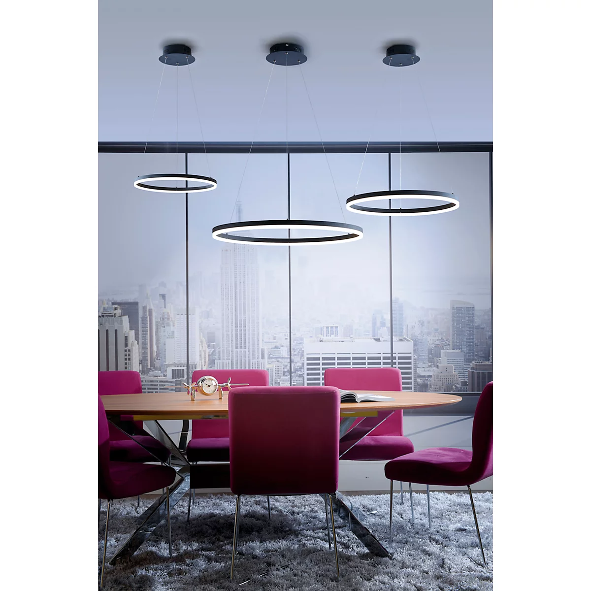 Suspension à LED TITUS, réglable en hauteur, intensité lumineuse variable en continu, LED interchangeables, Ø 400 mm