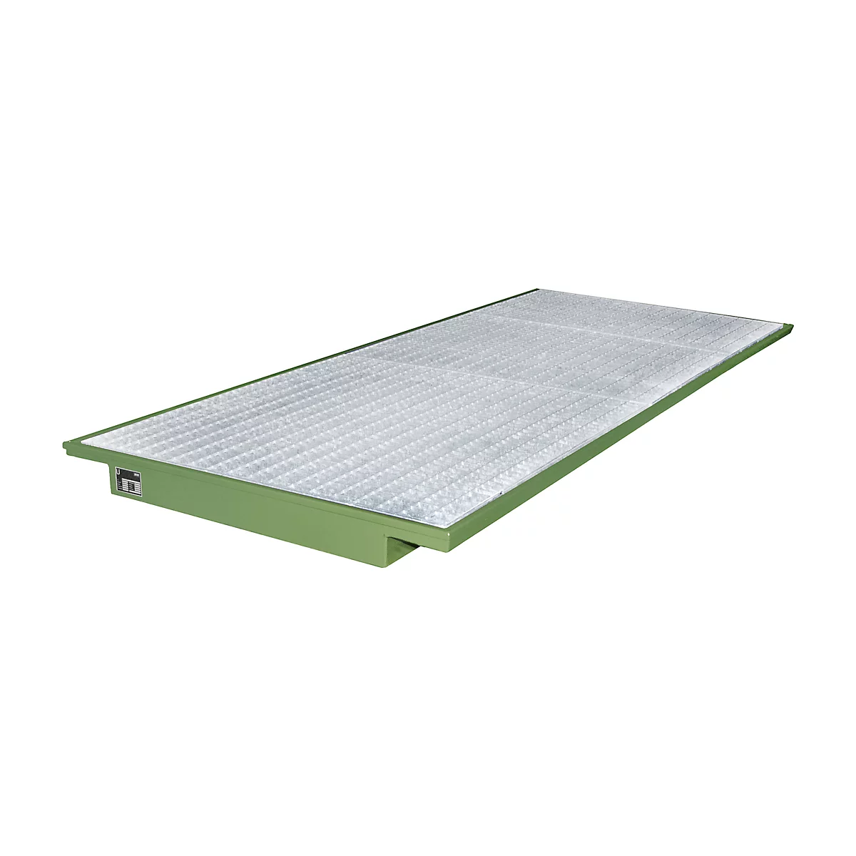 Rectangular green platform with honeycomb surface, photographed at an angle.