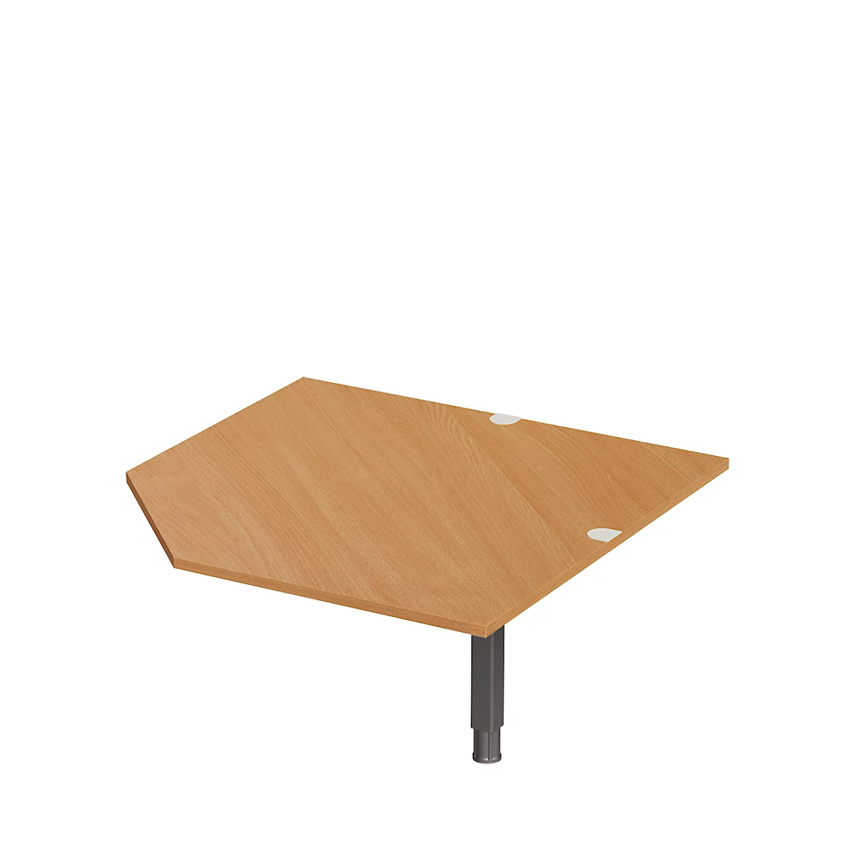 Systeemhoekplaat CAD ERGO-T 2.0, met steunpoot, B 1200 x D 1200/800 x H 718-898 mm, beuken/antraciet