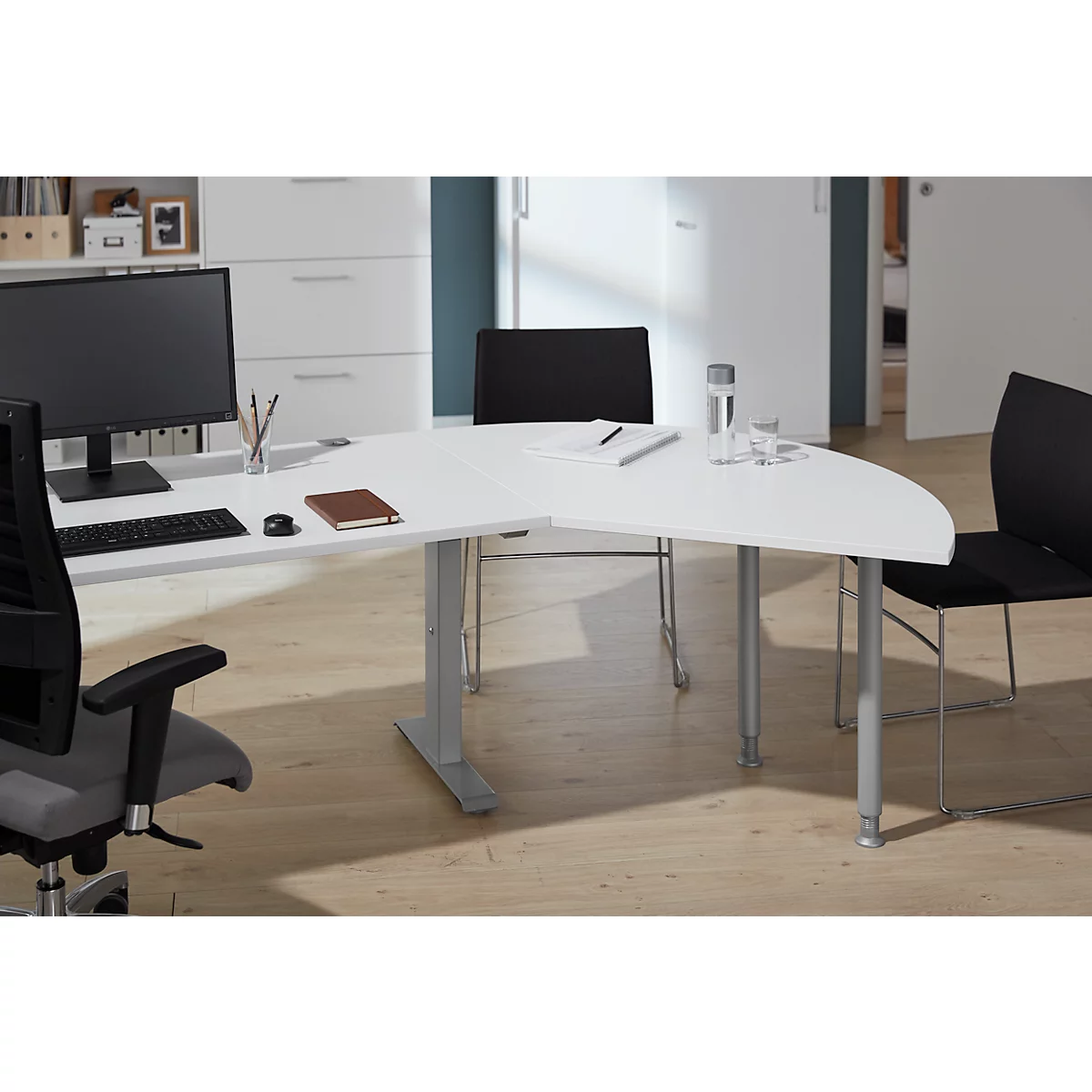 Systeemhoekplaat, CAD, voet, B 1200 mm x D 1200 mm, wit/wit aluminium