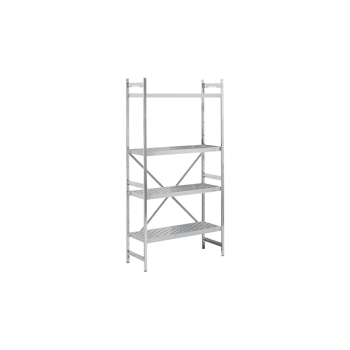 Système d'étagères, étagère de base, acier inoxydable, base perforée, H 2000 x L 900 x P 400 mm