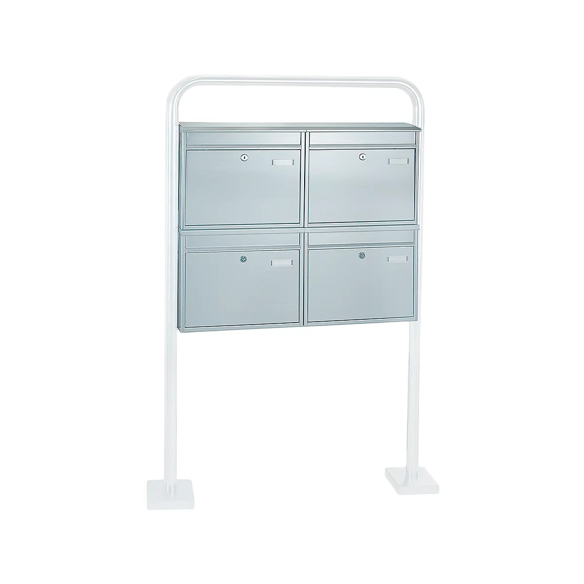 Système de boîtes aux lettres Rottner, avec 4 boîtes aux lettres, sans support, H 635 x L 720 x P 125 mm, acier inoxydable