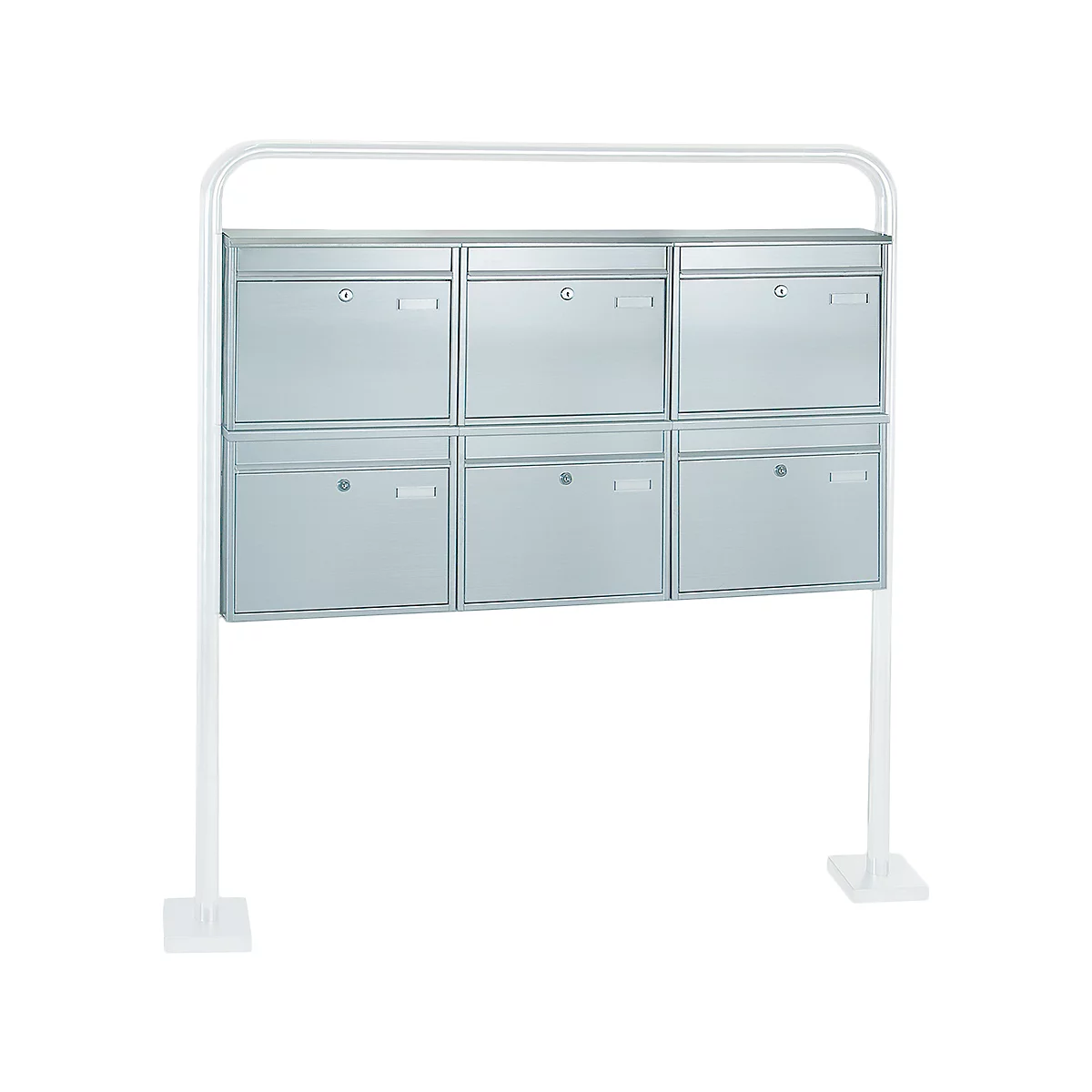 Système de boîtes aux lettres Rottner, avec 6 boîtes aux lettres, sans support, H 635 x L 1160 x P 125 mm, acier inoxydable