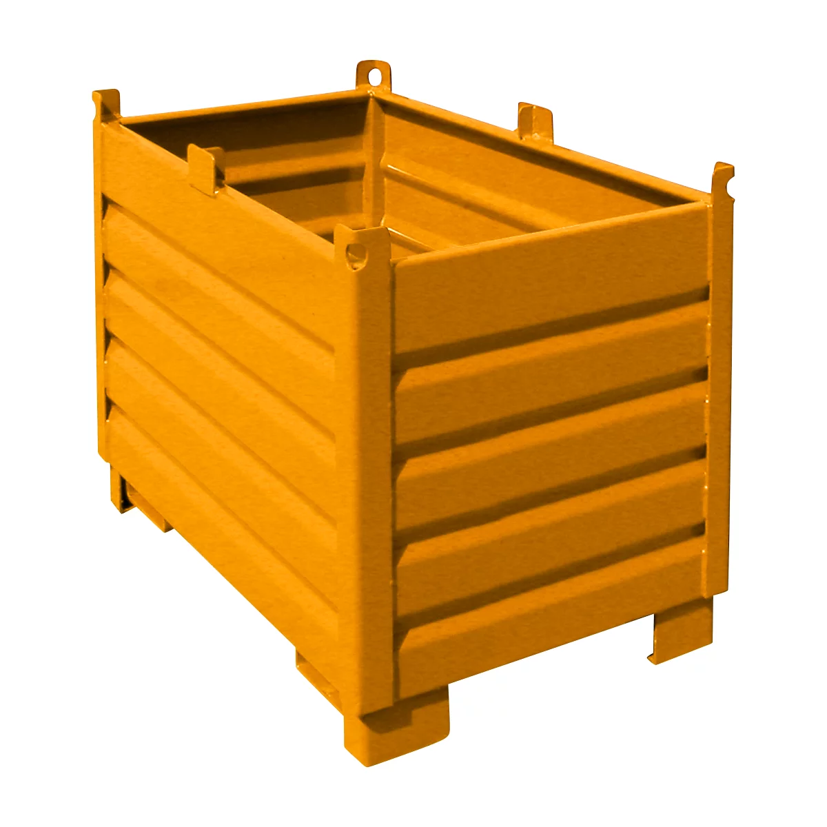 Système de collecte Bauer SBS 500, L 600 x l 1200 x H 850 mm, empilable jusqu'à 3 fois, peint, avec chariot de transport, jaune-orange RAL 2000