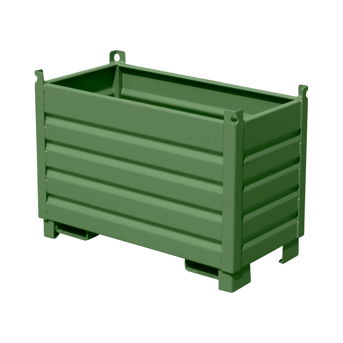 Système de collecte Bauer SBS 500, L 600 x l 1200 x H 850 mm, empilable jusqu'à 3 fois, peint, avec chariot de transport, vert réséda RAL 6011