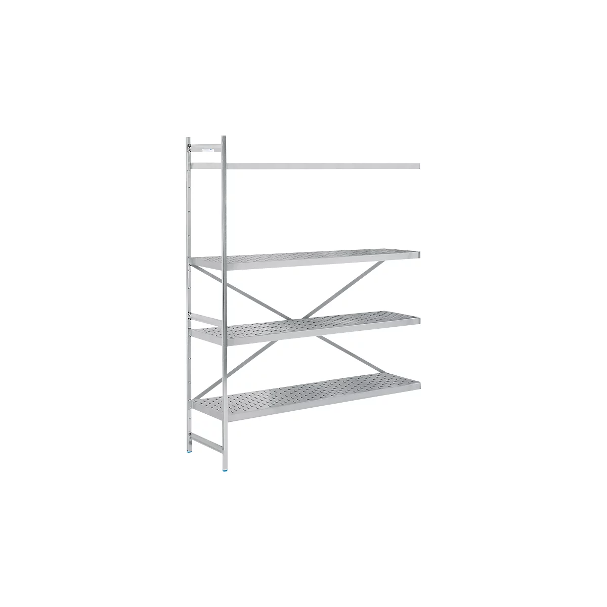 Système de rayonnage, rayonnage d'appoint, acier inoxydable, base perforée, H 2000 x L 1475 x P 500 mm