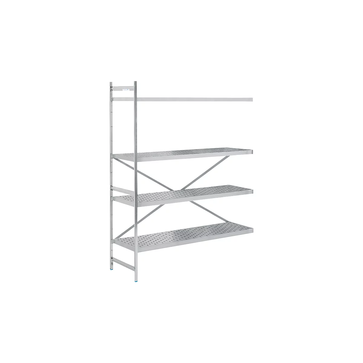 Système de rayonnage, rayonnage d'appoint, acier inoxydable, base perforée, H 2000 x L 1475 x P 600 mm