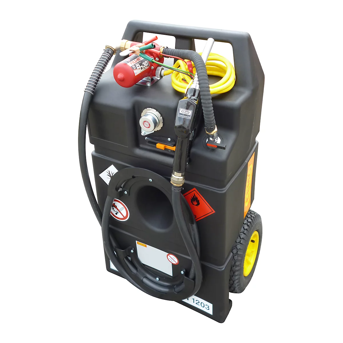 Système de réservoir d'essence mobile sur chariot, 60 L ou 95 L, pompe  manuelle ou pompe électrique de 12 V, boyau 2,7/3,2 m à prix avantageux