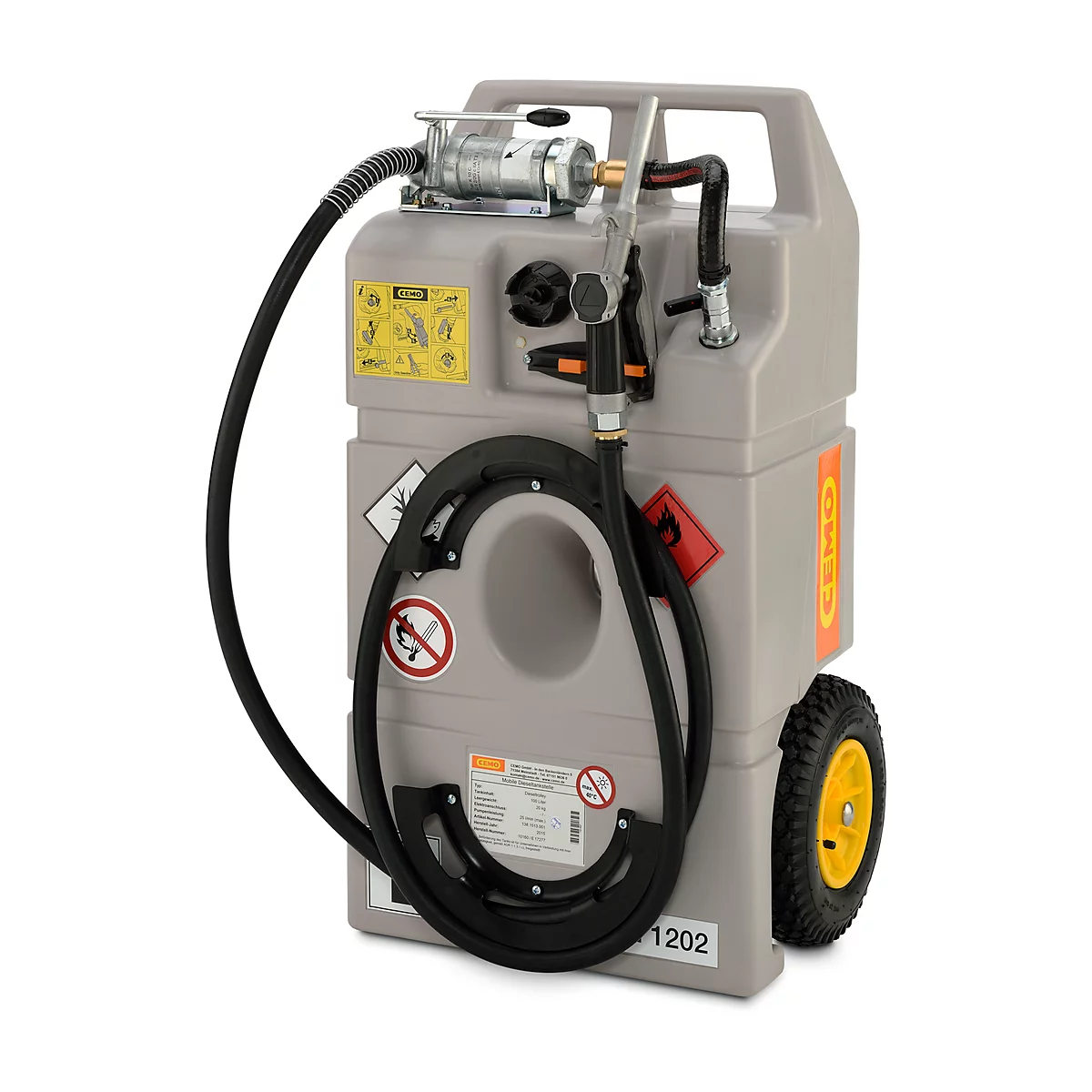 Système de réservoir de diesel mobile sur chariot, 100 L, pompe manuelle, boyau 3 m