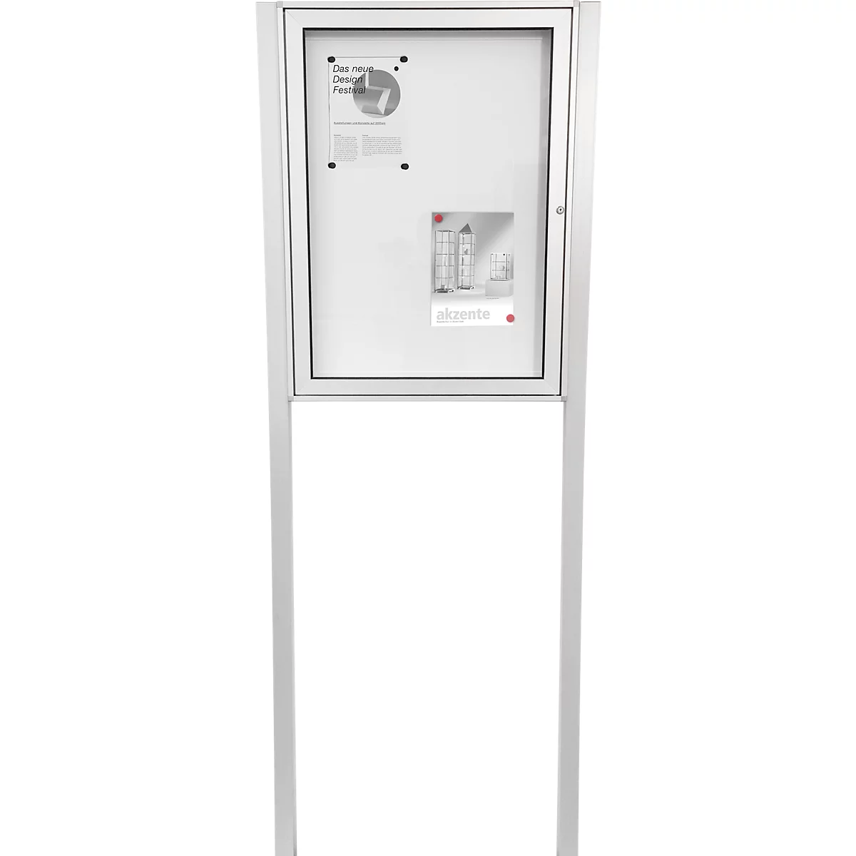 Système de supports autoportants BST pour vitrines MEDIA AR, L 60 x l 60 x H 2500 mm, à sceller dans du béton