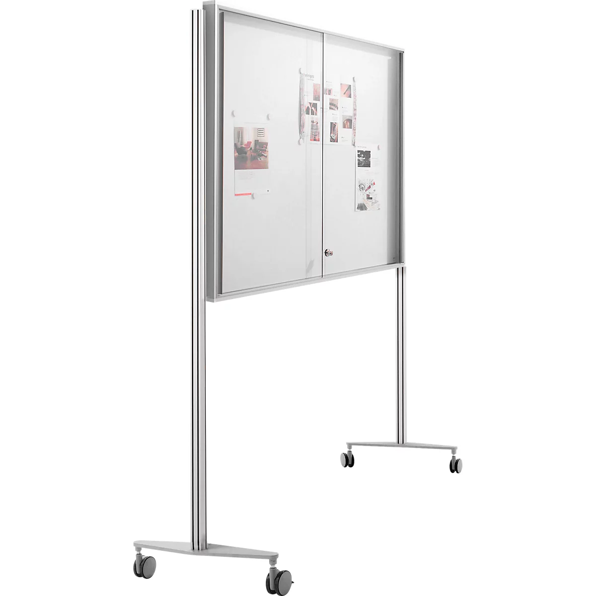 Système de supports mobiles BST pour vitrines MEDIA ST/MEDIA BA, L 40 x l 30 x H 1950 mm, avec roulettes et support de pied