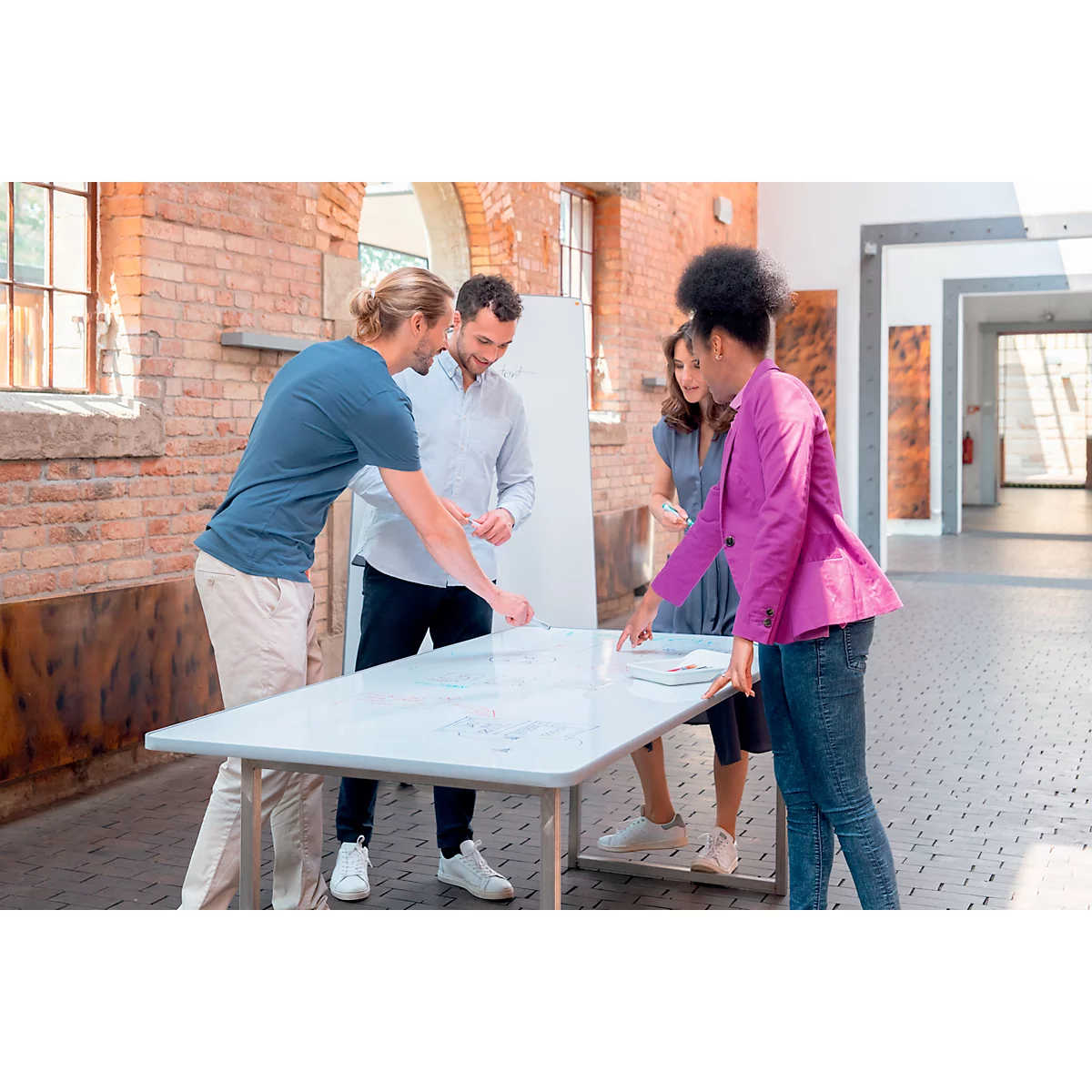 Système de tableau blanc mobile Nobo Move &amp; Meet, tableau blanc double face, 900 x 1800 mm, magnétique, mobile