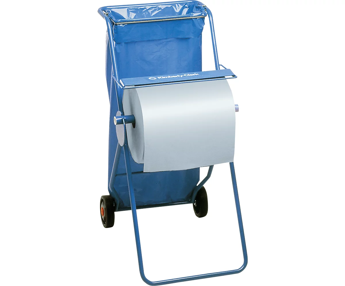 Système mobile Kimberly-Clark® Professional avec dérouleur pour bobines d'essuyage et porte sac poubelle, bleu