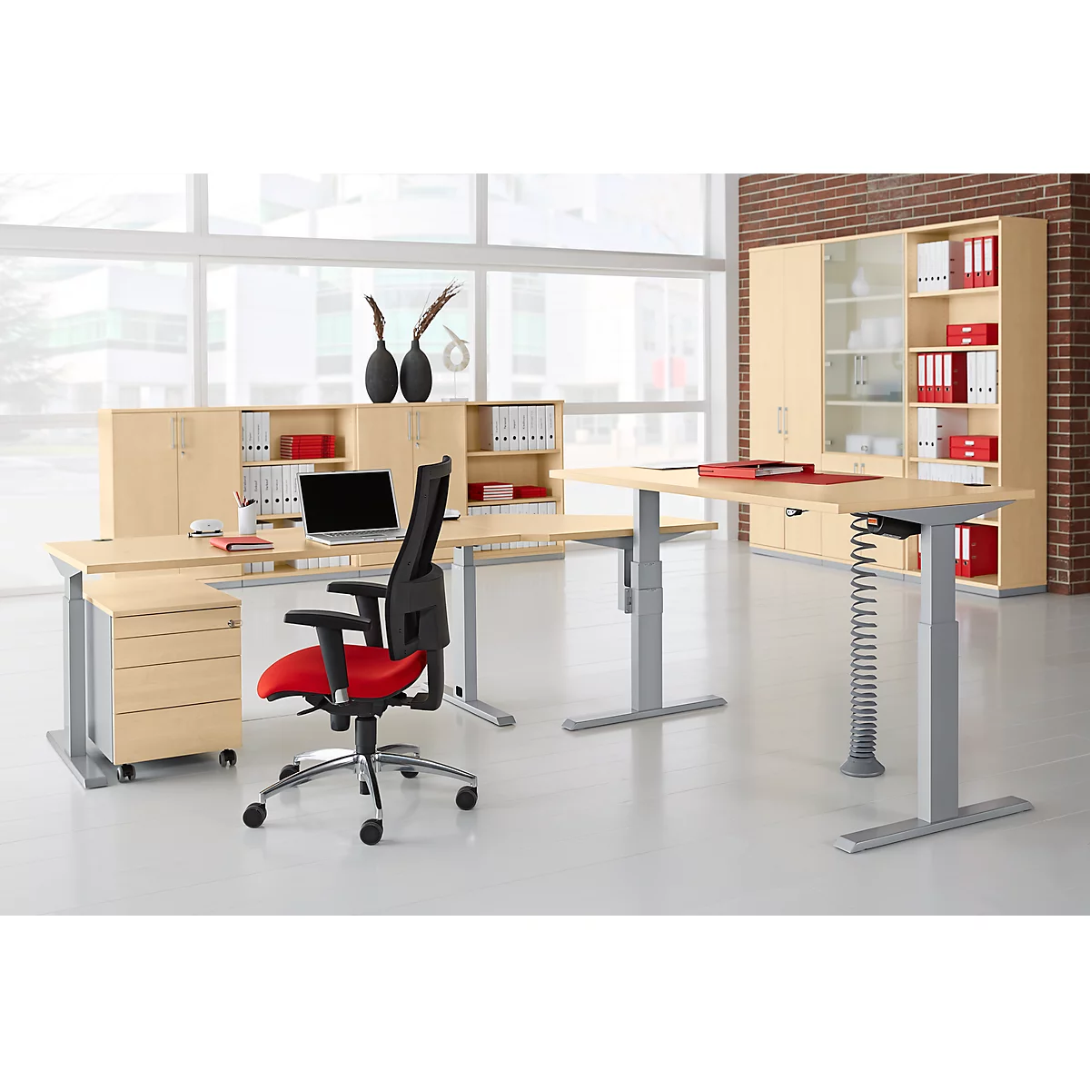 Systemwinkelplatte, 90° gerundet, B 800 x T 800 mm, Ahorn
