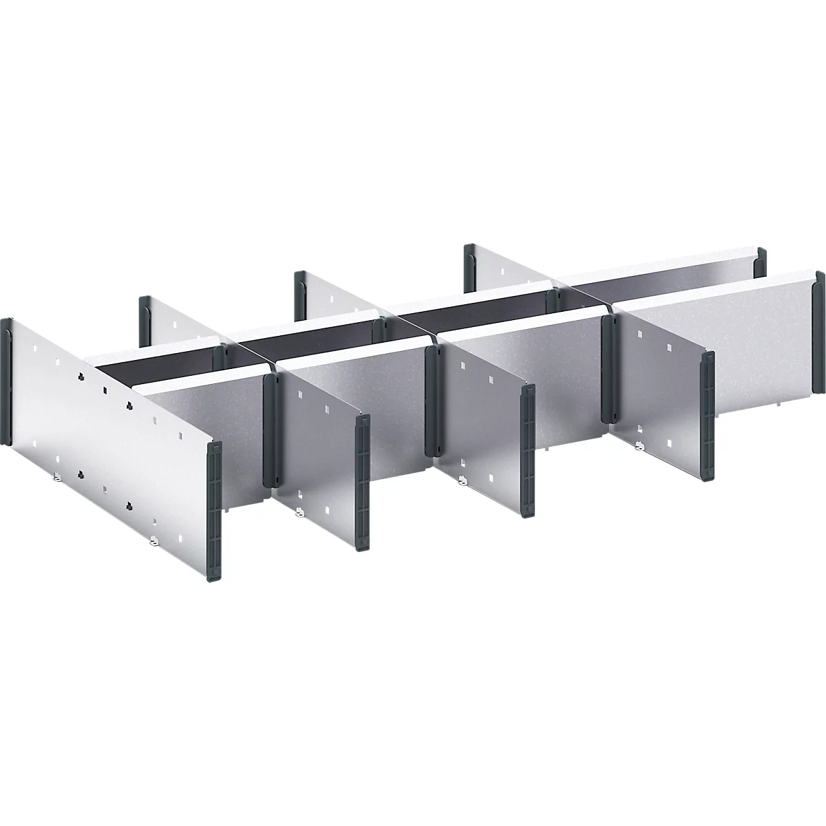 Construcción metálica con acentos negros, vista en perspectiva.