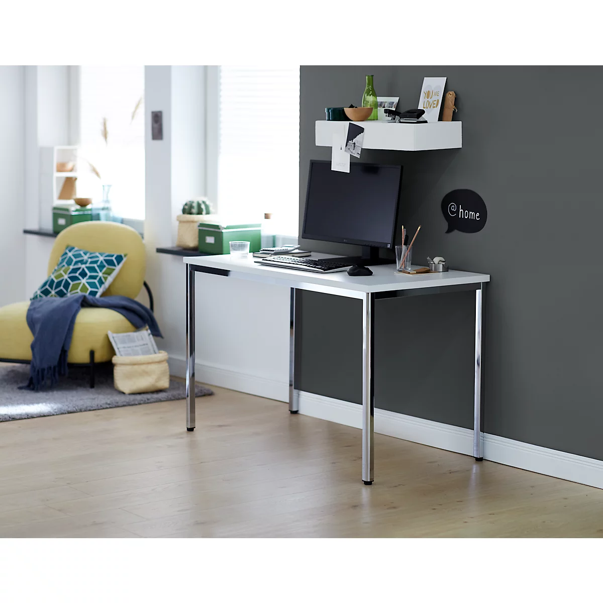 Table 120 x 60, blanc/chrome