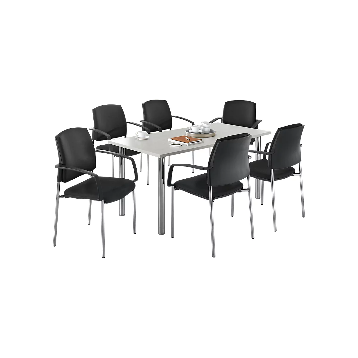 Table + 6 chaises SSI-PROLINE, gris clair