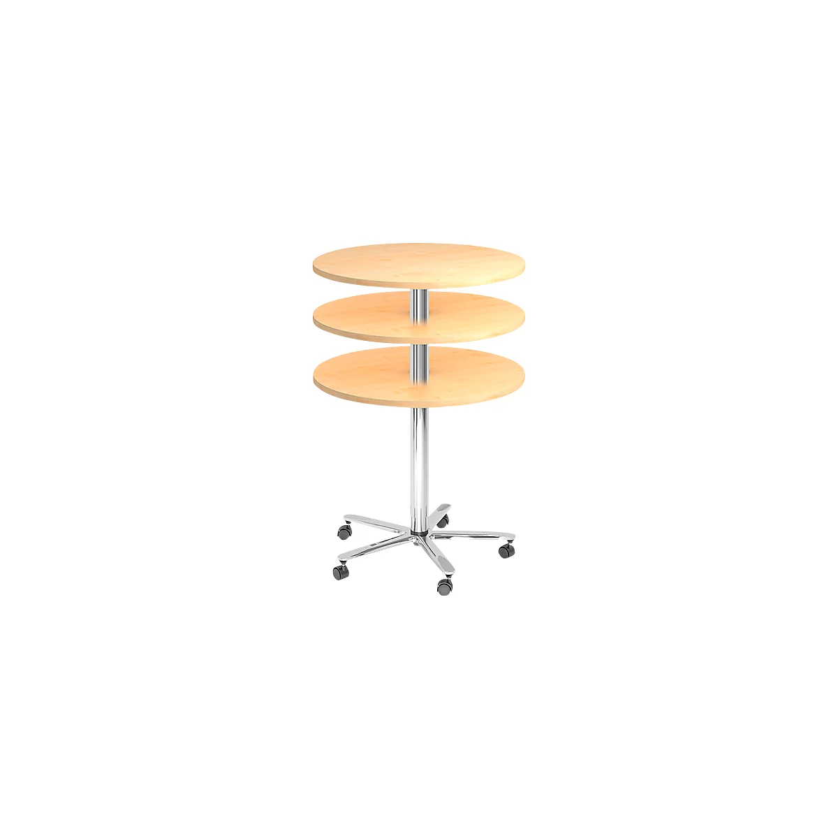 Table à colonne JENA, Ø 800 mm, H 720-1100 mm, coloris érable