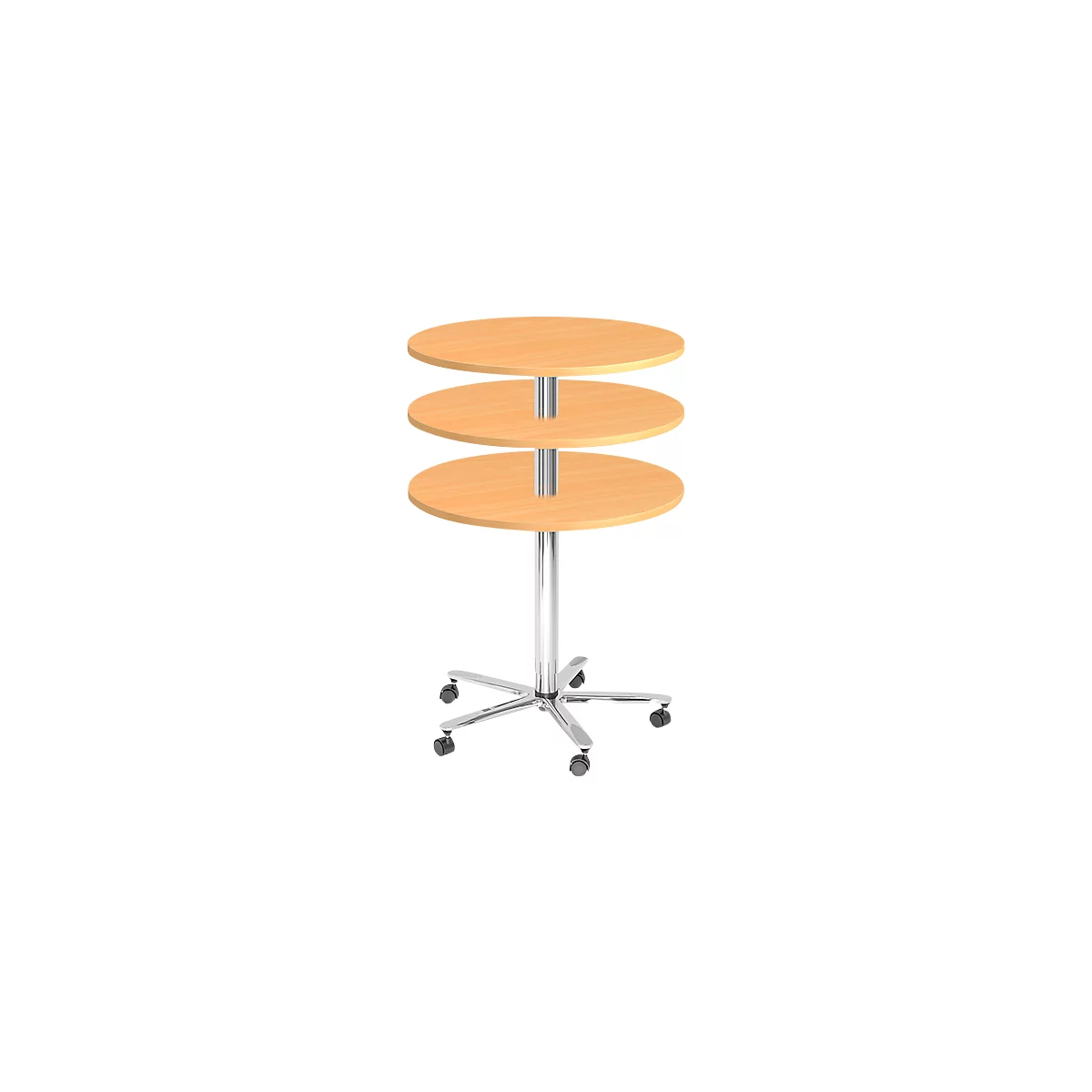 Table à colonne JENA, Ø 800 mm, H 720-1100 mm, coloris hêtre