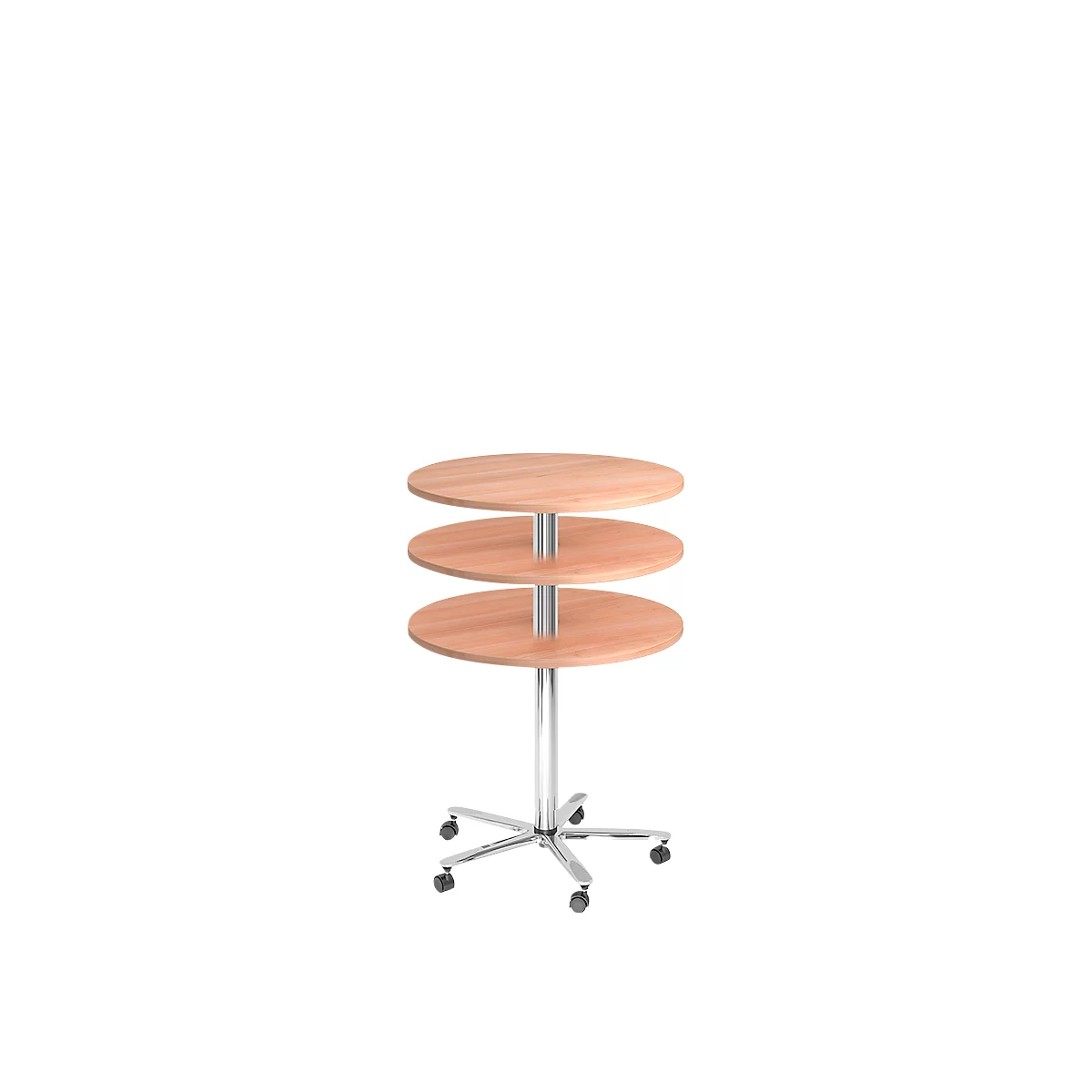 Table à colonne JENA, Ø 800 mm, H 720-1100 mm, coloris noyer