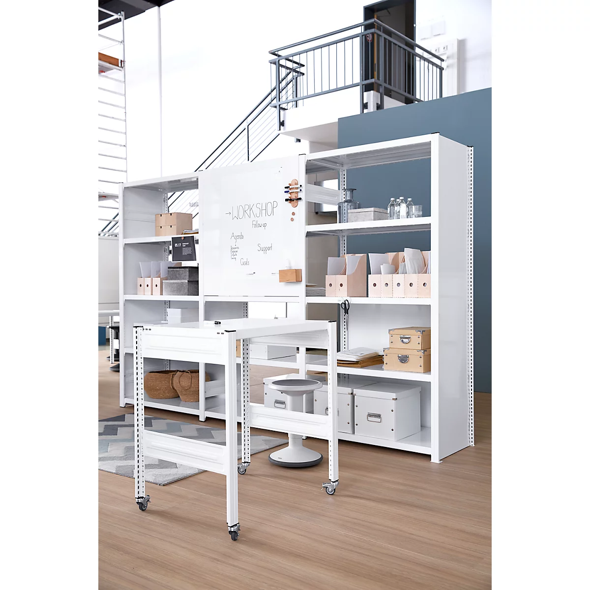Table créative mobile ORDO Professional – acier - table de base - surface d'écriture amovible – l. 810 x P 635 x H 825 mm - blanc trafic RAL 9016