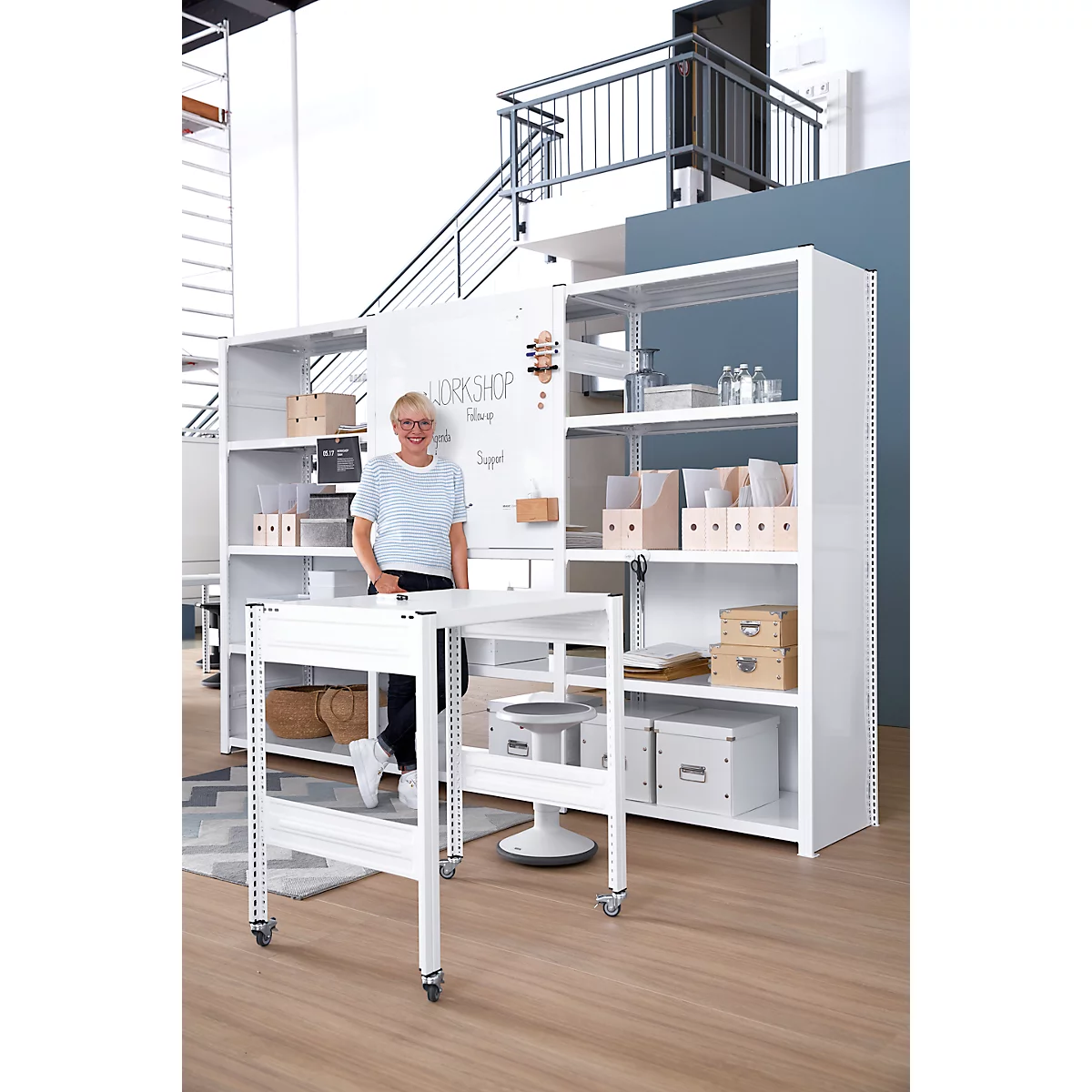 Table créative mobile ORDO Professional – acier - table de base - surface d'écriture amovible – l. 810 x P 635 x H 825 mm - blanc trafic RAL 9016